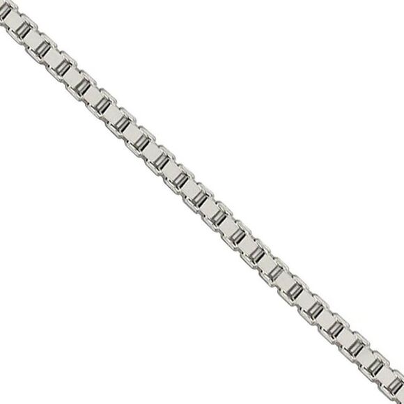 2.5mm Sterling Silver Solid Box Chain Necklace 18 Inch